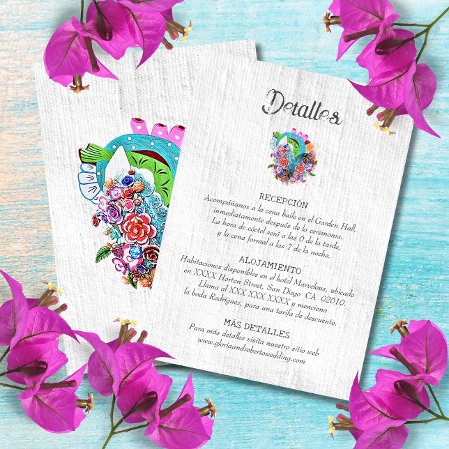 Spanisch, Rustikales Herz - Mexikanische Hochzeits RSVP Karte (Von Creator hochgeladen)