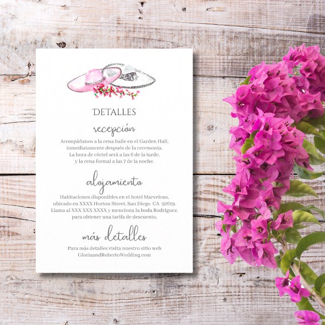 Spanisch, Tarjeta de Detalles Boda Hacienda Boho Begleitkarte (Von Creator hochgeladen)