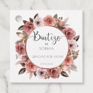 Spanisch, Taufe für Mädchen, Rose Gold, Blüte Geschenkanhänger