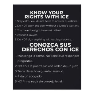 Spanisch und Englisch Kennen Sie Ihre Rechte ICE Poster