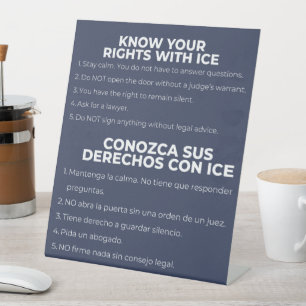 Spanisch und Englisch Know Your Rights ICE Sockelschild
