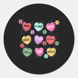 Spanisch Valentine Conversation Herz Feliz San Va Runder Aufkleber