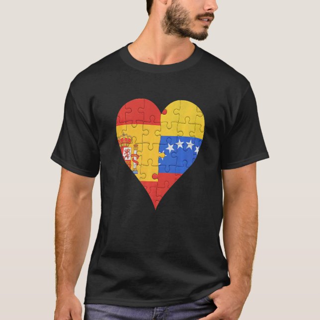 Spanisch-Venezolanisches Flaggenherz T-Shirt (Vorderseite)
