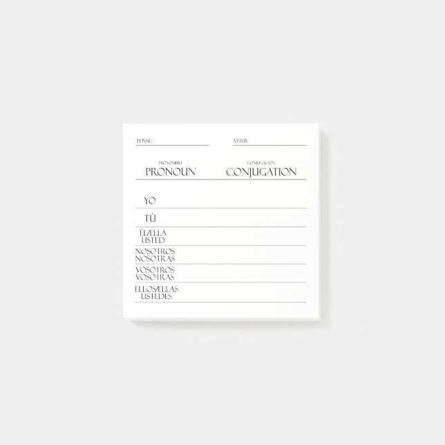 Spanisch | Verbs Conjugation Practice Post-it Klebezettel (Vorderseite)