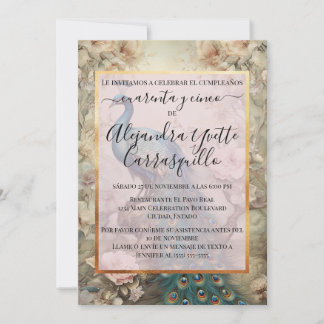 Spanisch Vintag Peacock Chic 45. Geburtstag Einladung