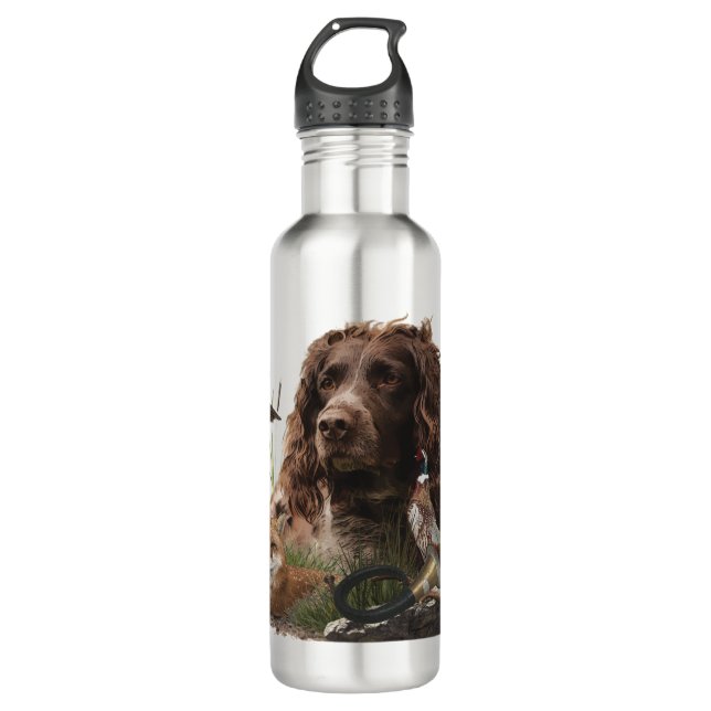 Spanisch, Wachtelhund Edelstahlflasche (Vorderseite)
