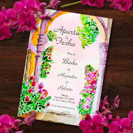 Spanisch, Wasserfarbenalte Hochzeit Sichern Sie da Einladung