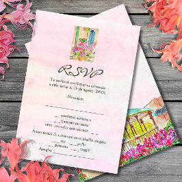Spanisch, Wasserfarbenfloralstadt Mexiko RSVP Karte