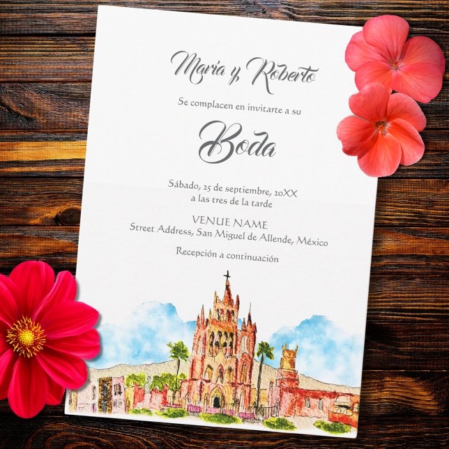 Spanisch, Watercolor San Miguel de Allende Wedding Einladung (Von Creator hochgeladen)