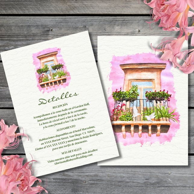 Spanisch, Watercolor Town Balcony Mexikanische Hoc Einladung (Von Creator hochgeladen)