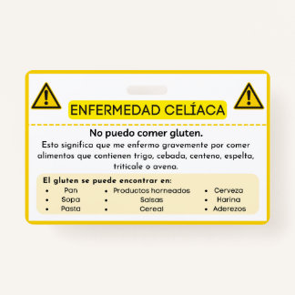 Spanische Alpha-Krankheit Gluten-Allergie-Warnkart Ausweis