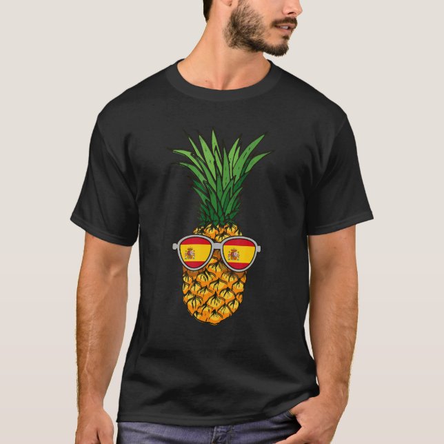 Spanische Ananas Spanien Flagge Sonnenbrille Somme T-Shirt (Vorderseite)