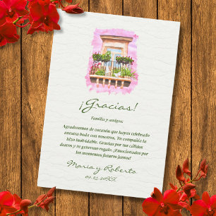 Spanische Aquarell-Hazienda Mexikanische Hochzeit Dankeskarte