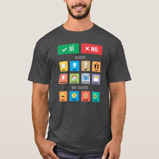 Spanische Autismus AAC PECS Mitteilung über die Me T-Shirt (Vorderseite)