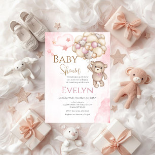 Spanische Babydusche Einladung Pink Bear Girl