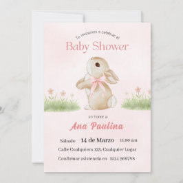 Spanische Babyparty-Einladung Rosa Bär Mädchen Einladung
