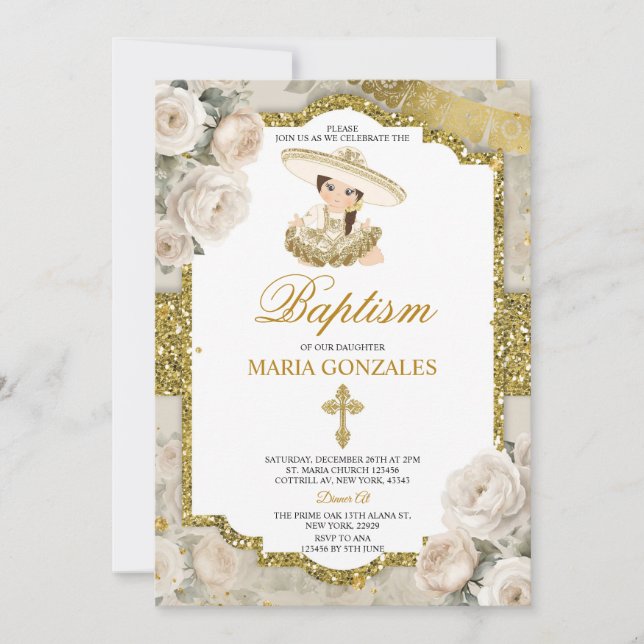 Spanische Bautizo Fiesta Niedliche Taufe der Klein Einladung (Vorderseite)