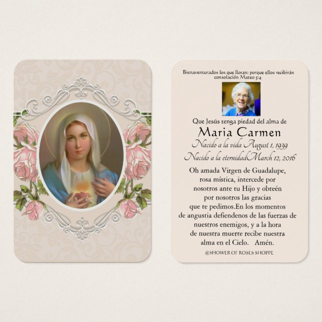Spanische Beerdigung Religiöse Jungfrau Mary Heili (Vorne & Hinten)