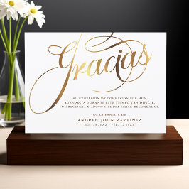 Spanische Beerdigung von Weiß- und Goldkalligrafie Dankeskarte
