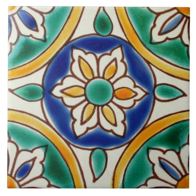 Spanische Blumen-Keramik-Foto-Mittelmeerfliese Fliese (Vorderseite)