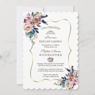 Spanische Blush Blume Invitación de Baby Dusche Einladung