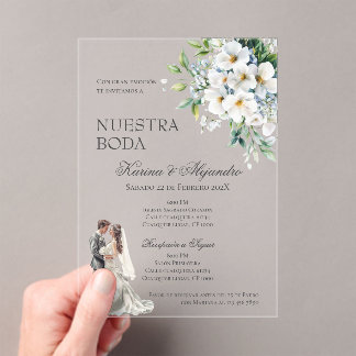 Spanische Boho-Blumenhochzeit Acryleinladungen