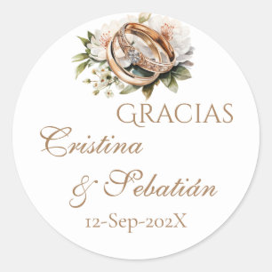 Spanische Boho-Hochzeit runder Aufkleber