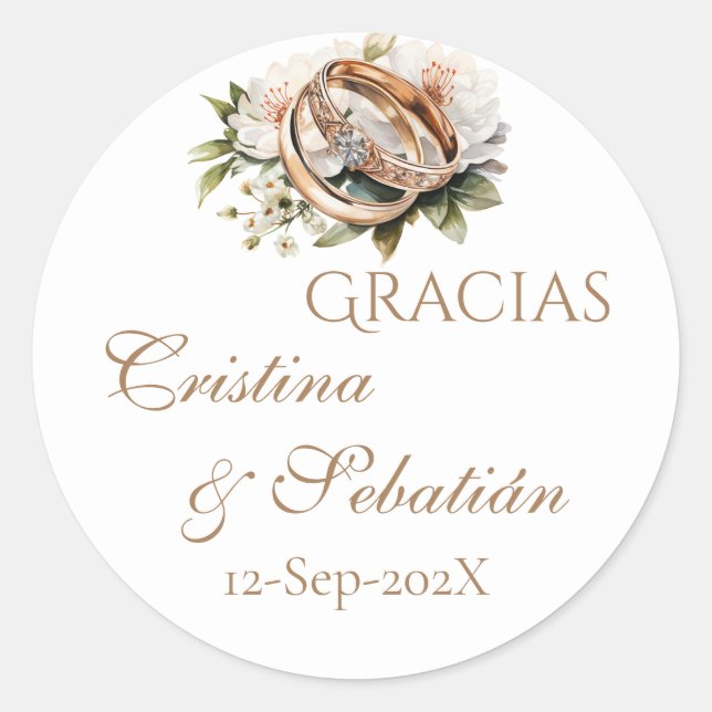 Spanische Boho-Hochzeit runder Aufkleber  (Vorderseite)