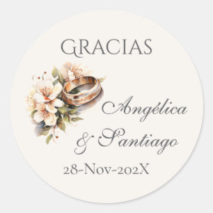 Spanische Boho-Hochzeit runder Aufkleber