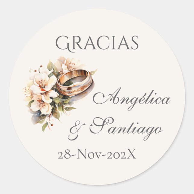 Spanische Boho-Hochzeit runder Aufkleber  (Vorderseite)