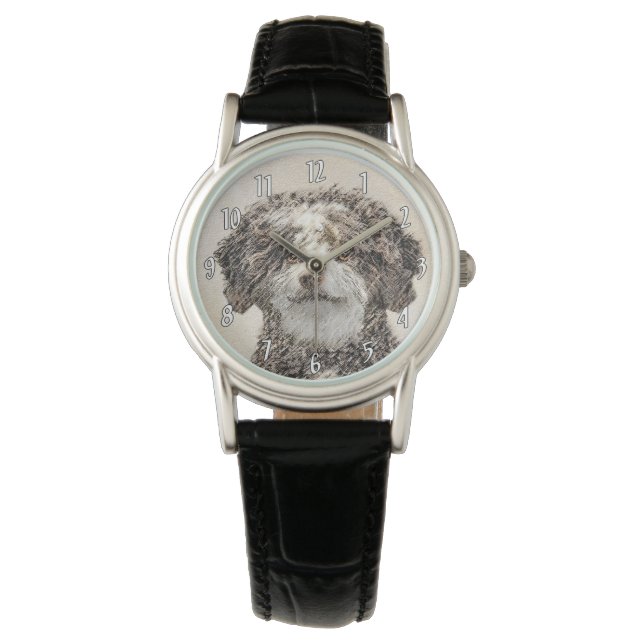 Spanische Dog Malerei - Niedliche Original Hunde K Armbanduhr (Vorderseite)
