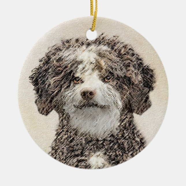 Spanische Dog Malerei - Niedliche Original Hunde K Keramik Ornament (Vorne)