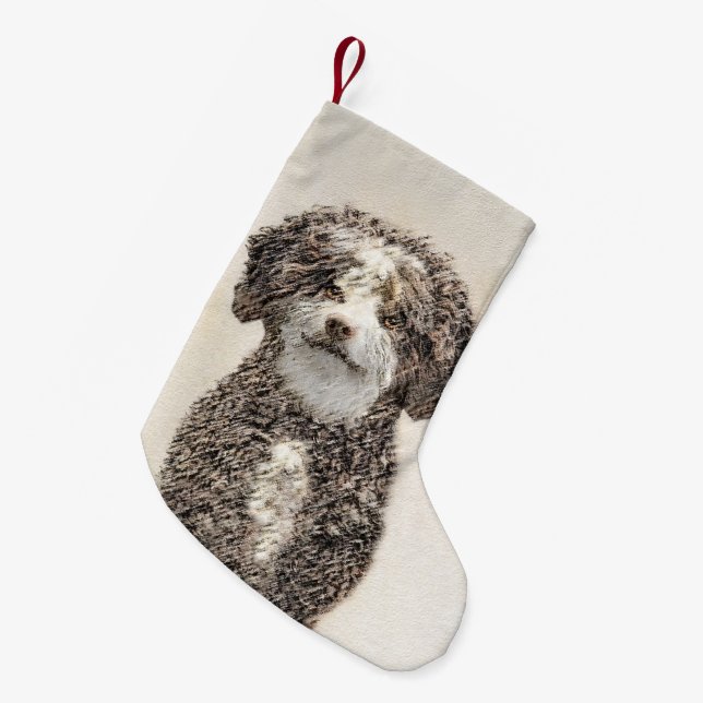 Spanische Dog Malerei - Niedliche Original Hunde K Kleiner Weihnachtsstrumpf (Vorderansicht (hängend))