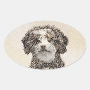 Spanische Dog Malerei - Niedliche Original Hunde K Ovaler Aufkleber