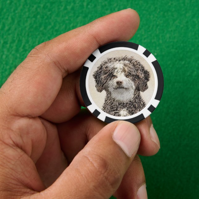 Spanische Dog Malerei - Niedliche Original Hunde K Pokerchips (Hand)