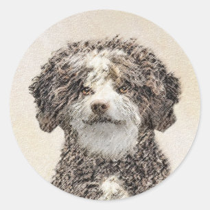 Spanische Dog Malerei - Niedliche Original Hunde K Runder Aufkleber