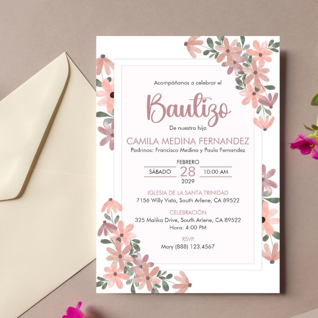 Spanische Einladung Bautizo Boho Blume Taufe (Von Creator hochgeladen)