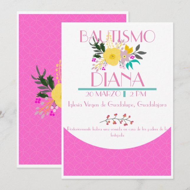 Spanische Einladung, Bautizo Invitación niña Einladung (Vorne/Hinten)