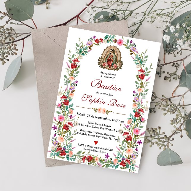 Spanische Einladung De Bautizo Floral Taufe (Von Creator hochgeladen)