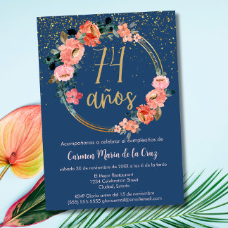 Spanische Elegant Chic Floral 74. Geburtstagsparty Einladung