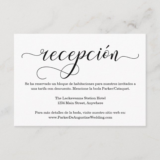 Spanische Empfang-Informationskarte Begleitkarte (Vorderseite)