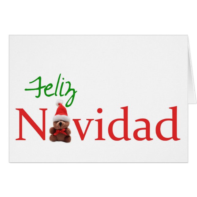 Spanische Feliz Weihnachtsbärenkarte (Vorderseite (Horizontal))
