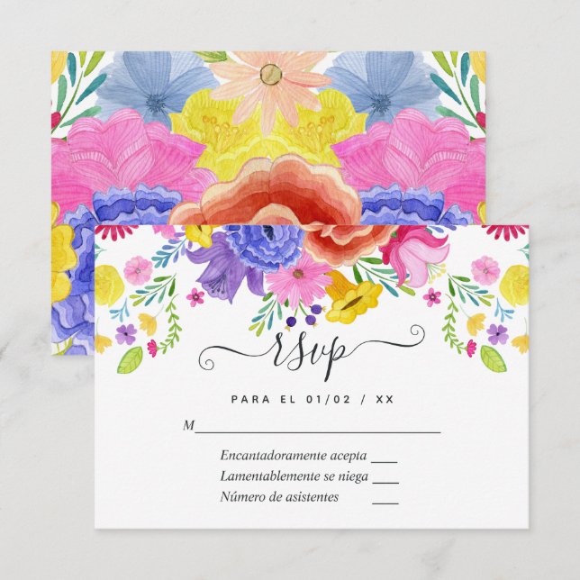 Spanische Fiesta Wedding RSVP Card Karte (Vorne/Hinten)