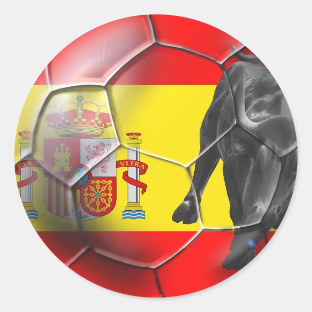 Spanische Flagge Fußball Spanien Fußball Geschenke Runder Aufkleber (Vorderseite)