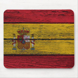 Spanische Flagge mit rauem hölzernem Korn-Effekt Mousepad