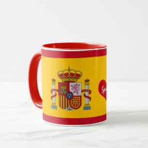 Spanische Flagge mit rotem Herzen - Kaffee- und Sp Tasse