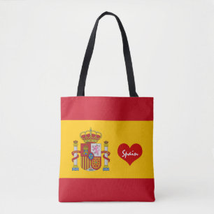 Spanische Flagge mit rotem Herzen - Mode-/Sportfan Tasche