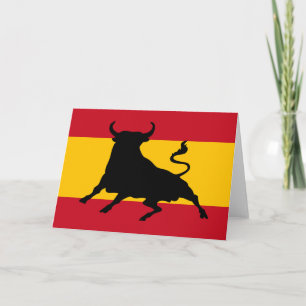 Spanische Flagge mit Stier Dankeskarte