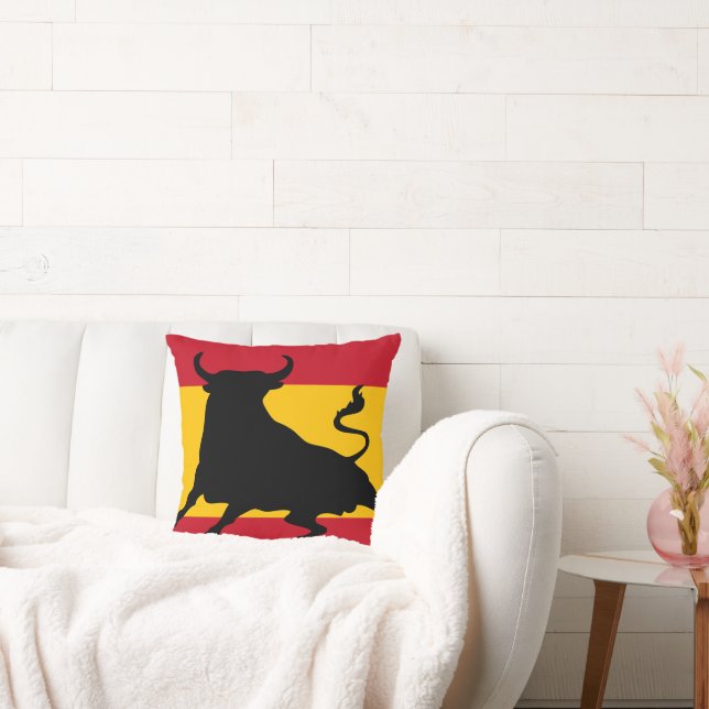 Spanische Flagge mit Stier Kissen (Liege)