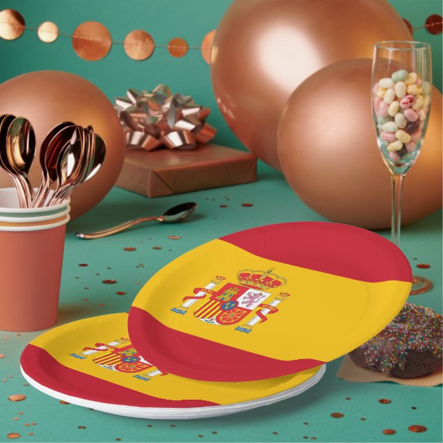 Spanische Flagge Pappteller (Multi)